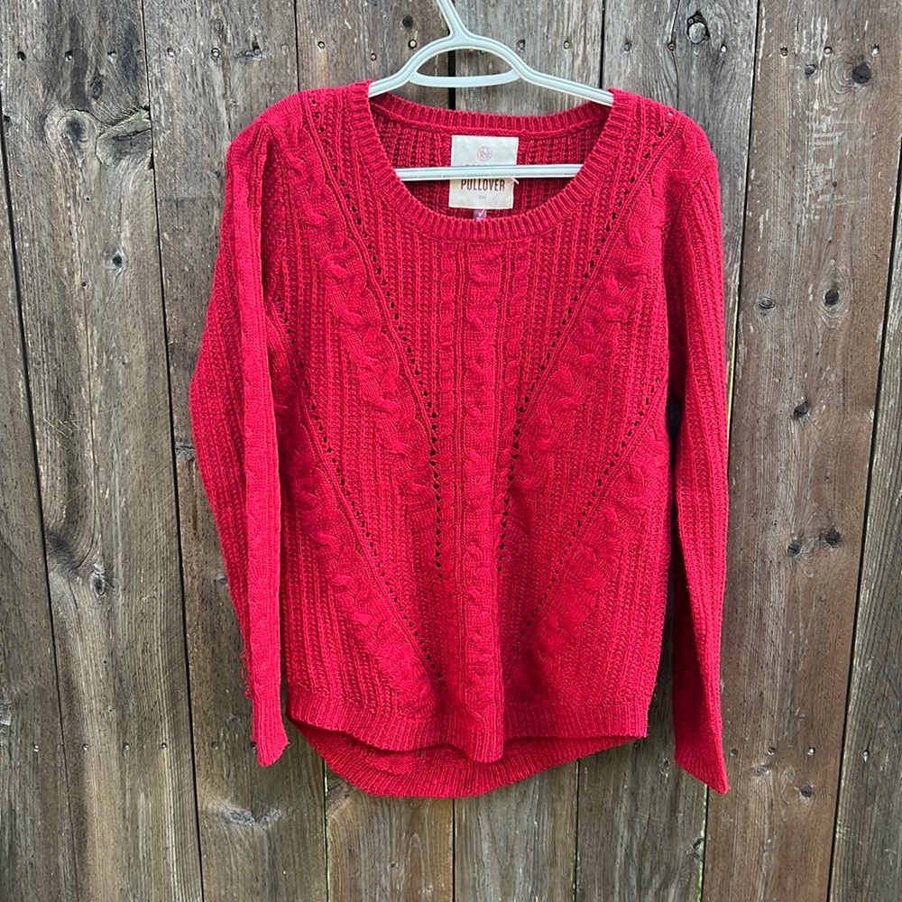 SO Perfect Pullover knitted lightweight red women sweater size small